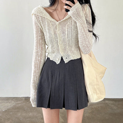 Cardigan Retro Cuello V Manga Larga Corto - Image 18