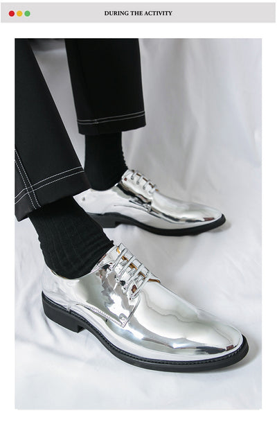 Zapatos de Cuero Brillante con Punta Afilada Estilo Británico para Hombre - Image 19