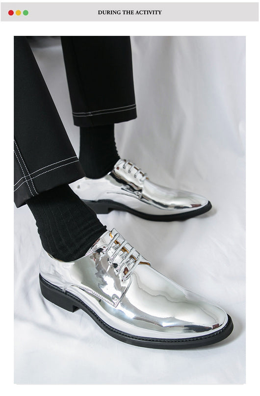 Zapatos de Cuero Brillante con Punta Afilada Estilo Británico para Hombre - Image 19