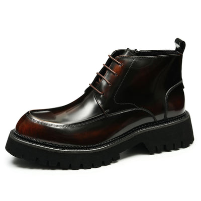 Botas Martin de Cuero Charol Plataforma con Cierre - Estilo Británico Elegante - Image 5