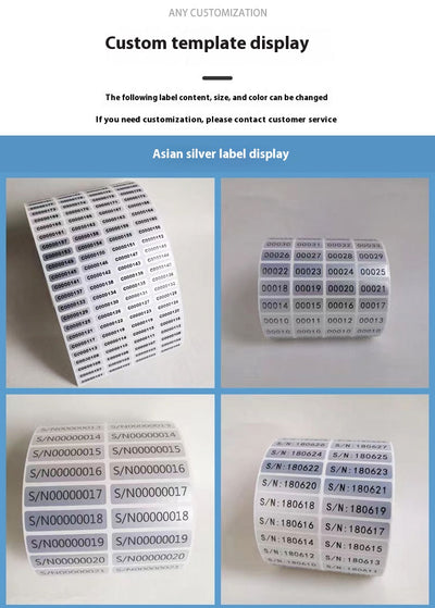 Roll of matte silver adhesive labels with sequential black serial numbers from 00001 to 00024 visible. - Image 11