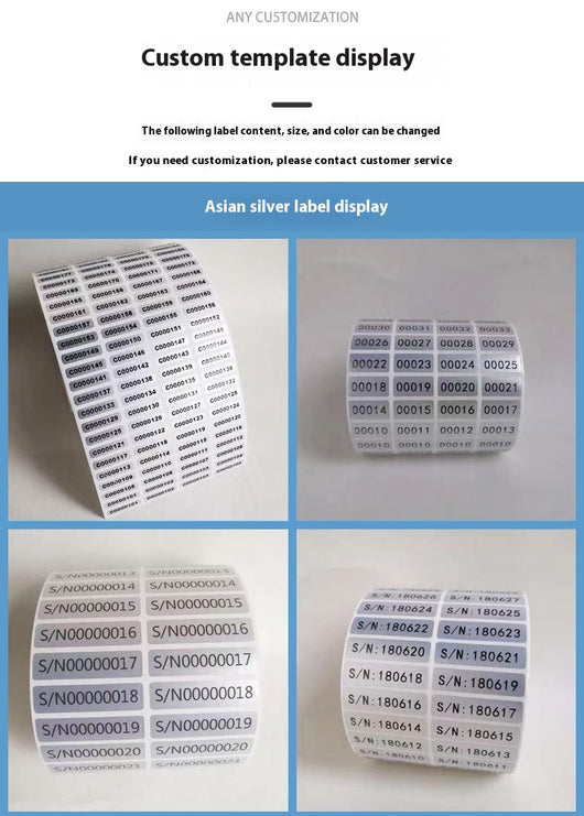 Roll of matte silver adhesive labels with sequential black serial numbers from 00001 to 00024 visible. - Image 11