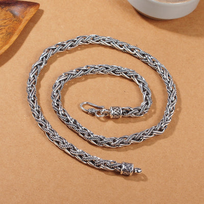 Collar de Plata 925 con Cuerda de Cáñamo Tejida a Mano para Hombre - Image 3