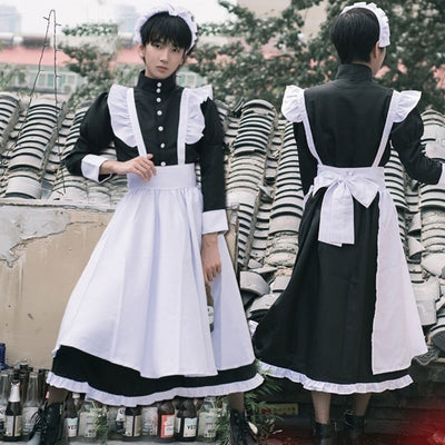 Vestido Uniforme Sirvienta Británica con Orejas de Gato y Detalle de Perlas - Image 5