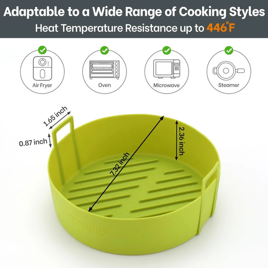 Air Fryer Silicone Liners 4 QT for Ninja AF101, 2 Pack BPA Free Platinum Air Fryer Basket Liners with Handle, round Ninja Reusable Fryer Accessories - Tekeno