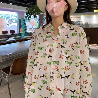 Blusa Floral Clásica de Manga Larga con Cuello Camisero para Mujer - Image 4