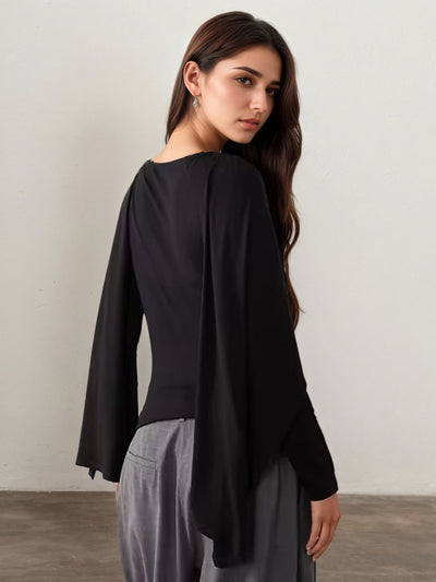 Blusa Elegante con Capa para Mujer - Estilo Premium Oscuro - Image 13