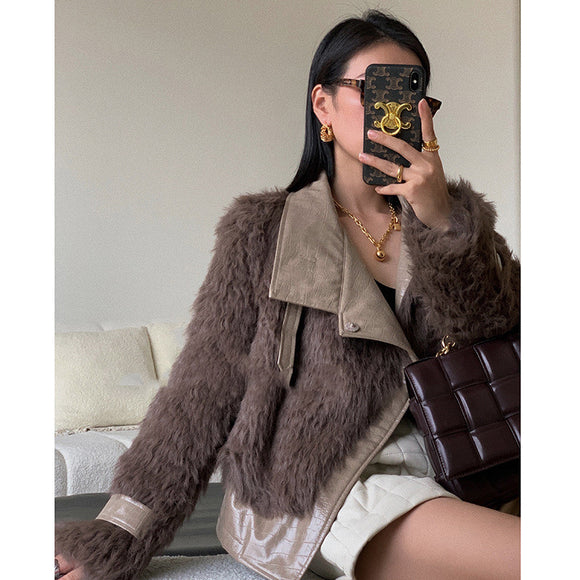 Chaqueta Corta Dorada Estilo Coreano con Hebilla Elegante