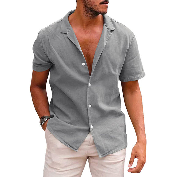 Camisa Casual de Playa para Hombre - Manga Corta Botones