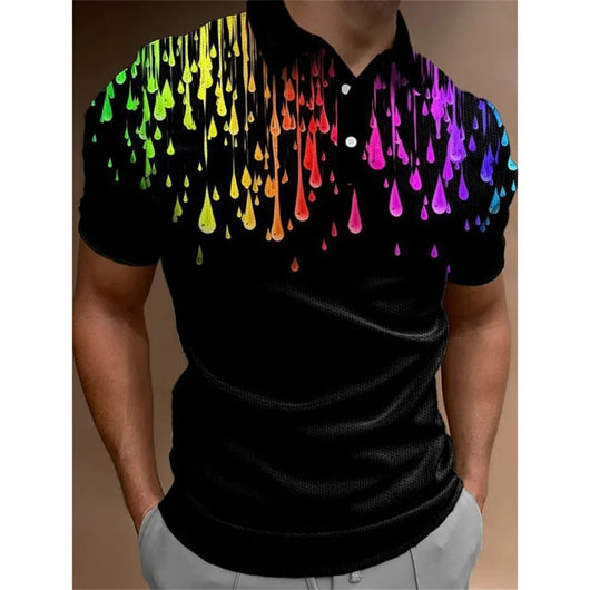 Playera Casual de Verano para Hombre con Estampado 3D Arcoíris - Image 12