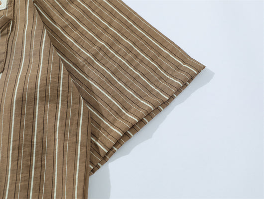 Camisa Suelta de Rayas Verticales para Hombre - Image 8
