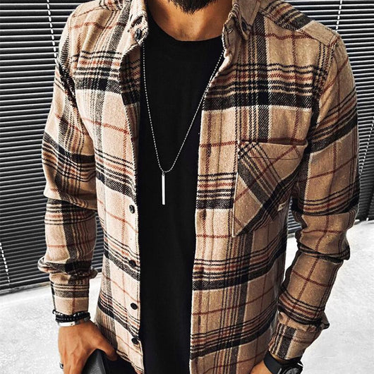 Camisa Casual para Hombre con Estampado Cuadros y Bloques de Color - Image 3