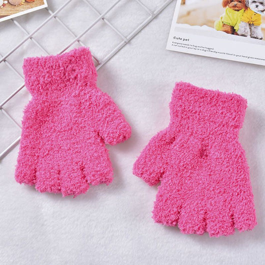 Guantes Térmicos Infantiles Mitad Dedo Terciopelo Protección Frío - Image 6