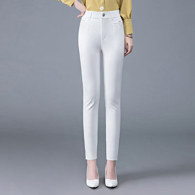 Pantalones Casuales Coreanos Cintura Alta Elásticos Ajustados Efecto Adelgazante - Image 6
