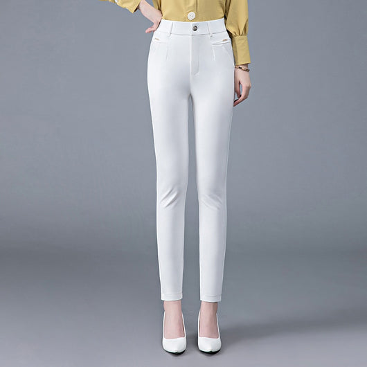 Pantalones Casuales Coreanos Cintura Alta Elásticos Ajustados Efecto Adelgazante - Image 6