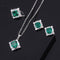 Conjunto de Anillo Plata 925 Esmeralda y Diamante Princesa Cuadrado