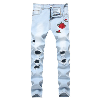 Pantalones Vaqueros Elásticos con Estampado Bordado para Hombre - Image 15