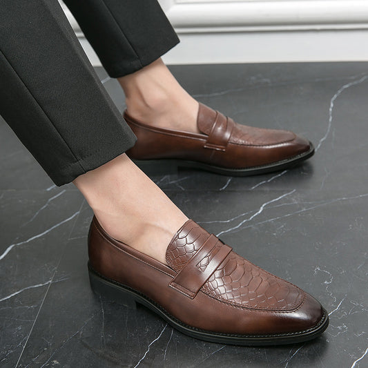 Zapatos Casuales de Cuero Estilo Británico-Coreano Sin Cordones