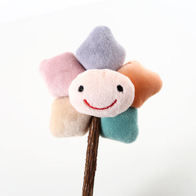 Plush carrot-shaped cat molar stick with green leaves on a natural wood stick, designed for pet play. - Image 16