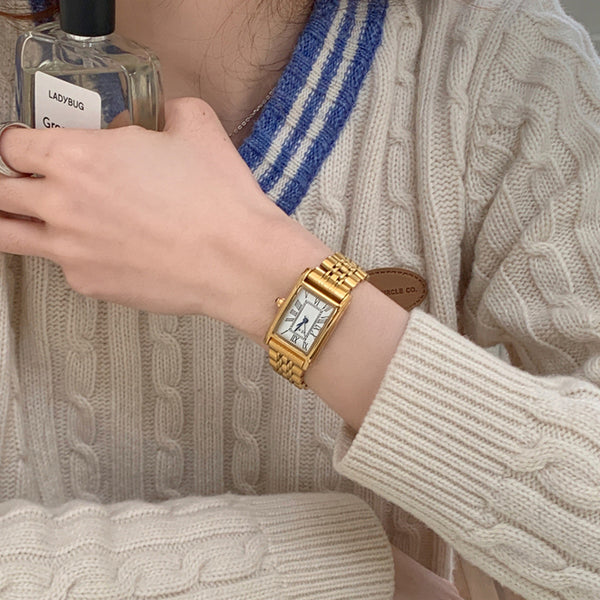 Reloj Retro Dorado Acero Inoxidable para Mujer Estilo Vintage