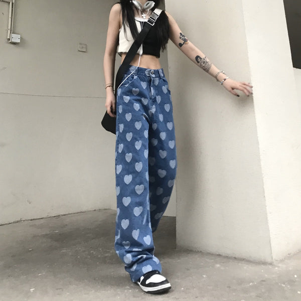 Pantalones Denim Rectos con Botones Love - Diseño Moderno y Cómodo