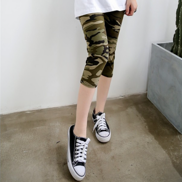Leggins Cortos Estampados Mujer Stretch Seda de Leche Pantalones Finos