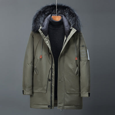 Sudadera Larga para Hombre con Cuello de Piel Pie Overcome