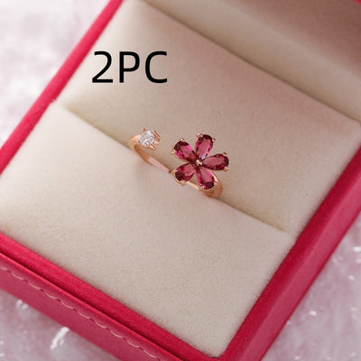 Anillo Flor de Cristal Diamante con Circonita Micro Incrustada - Diseño Abierto Ajustable - Image 19