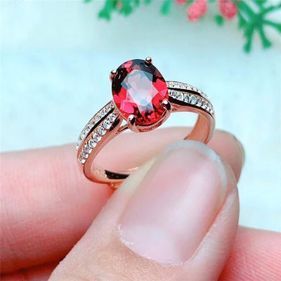 Anillo de Granate Natural en Plata 925 para Mujer - Image 2