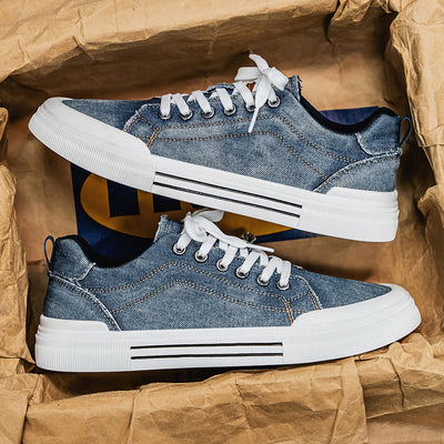 Tenis Casuales Denim Talla Grande Estilo Coreano para Hombre - Image 4