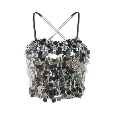 Chaleco Sexy Lentejuelas Escote Halter Ajustado Espalda Descubierta - Image 4