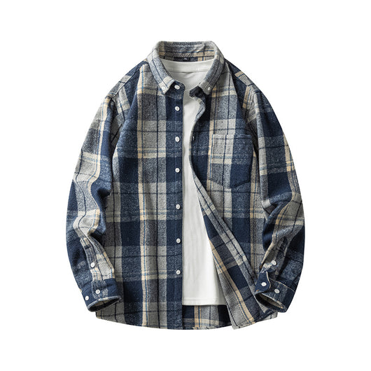 Camisa de Franela a Cuadros para Hombre - Abrigo Casual Grueso Talla Grande Otoño Invierno - Image 13