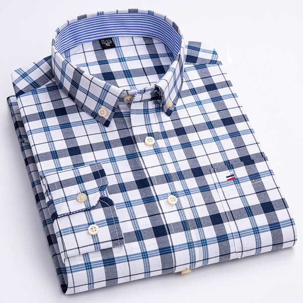 Camisa de Cuadros de Algodón Puro para Hombre