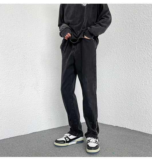 Jeans Rectos Holgados Estilo Hong Kong con Diseño de Cierre - Image 14