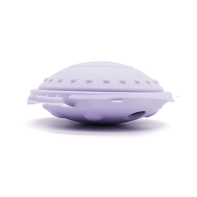 Purple UFO-shaped silicone pet toy with textured top and openings for slow feeding or interactive play. - Image 19