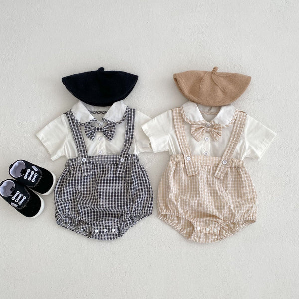 Blusa Cuello Babydoll con Efecto Dos Piezas a Cuadros