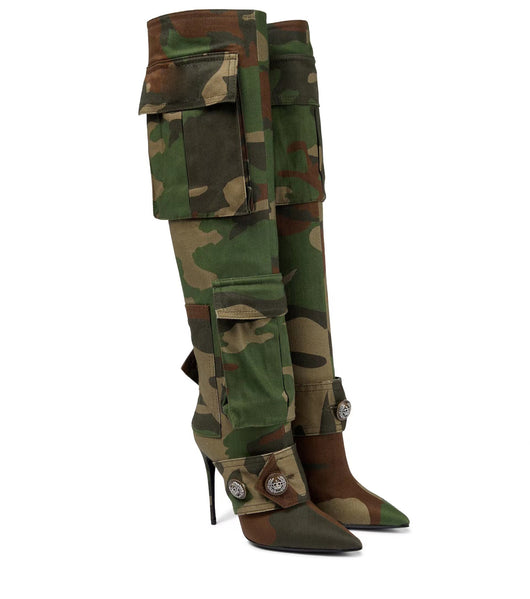 Botas Stiletto Camuflaje Personalizadas Over-the-knee Punta Aguda - Image 7