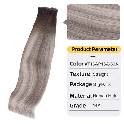 Extensión de Cabello Tejido a Mano Segunda Generación - Cabello Natural Blanco - Image 14