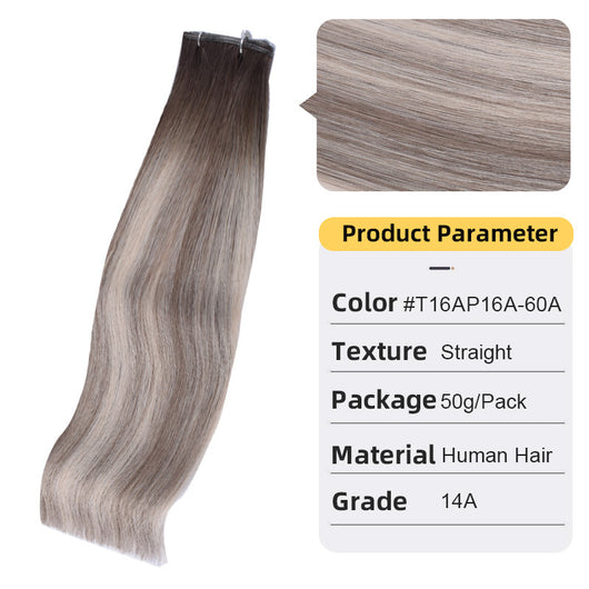 Extensión de Cabello Tejido a Mano Segunda Generación - Cabello Natural Blanco - Image 14