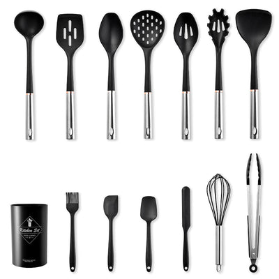 Set de 14 Utensilios de Silicona con Mango de Acero Inoxidable - Image 6