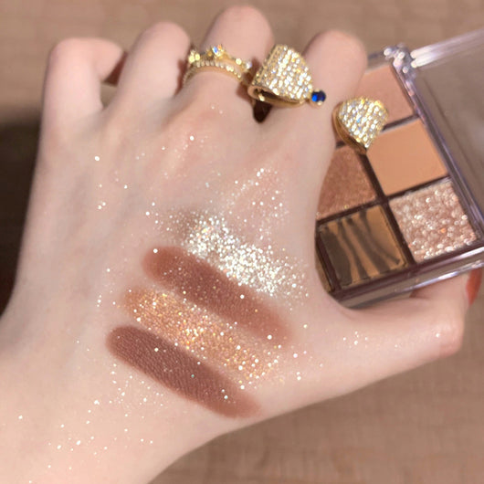 Paleta de Sombras Nueve Colores - Tonos Fríos y Cálidos con Acabado Shimmer y Matte - Image 11
