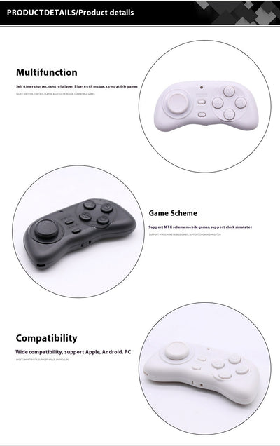 Black portable mini Bluetooth smart gamepad with an analog stick and four action buttons for mobile gaming. - Image 11