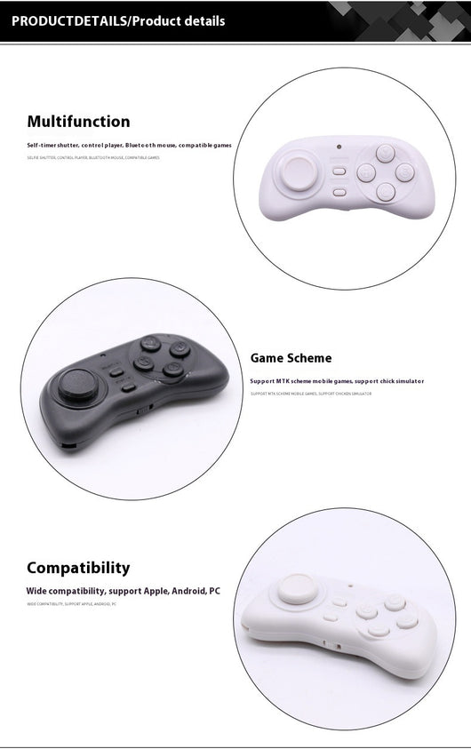 Black portable mini Bluetooth smart gamepad with an analog stick and four action buttons for mobile gaming. - Image 11