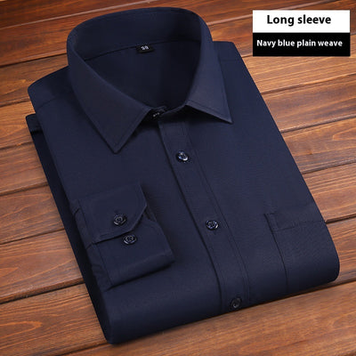 Camisa de Negocio Hombre Suelta sin Planchado - Color Sólido - Image 12