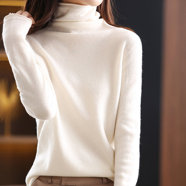 Suéter Cuello Alto Tejido Holgado en Cashmere