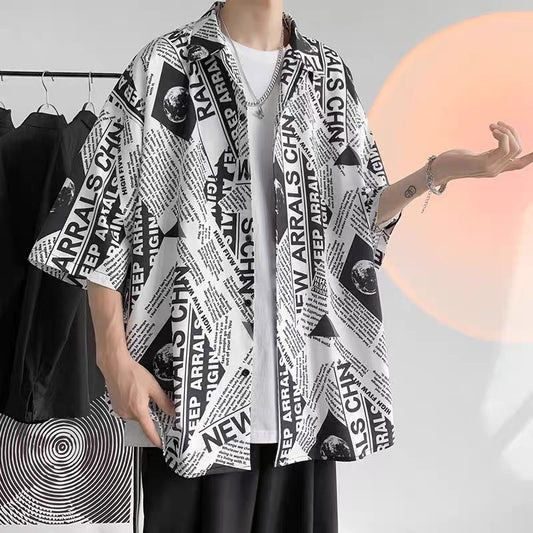 Camisa Floral Vintage con Estampado Óleo para Hombre