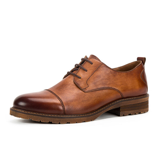 Zapatos de Cuero Retro Británico Hechos a Mano para Hombre