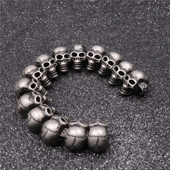 Pulsera de Calavera Retro para Hombre - Estilo Personalidad Fuerte