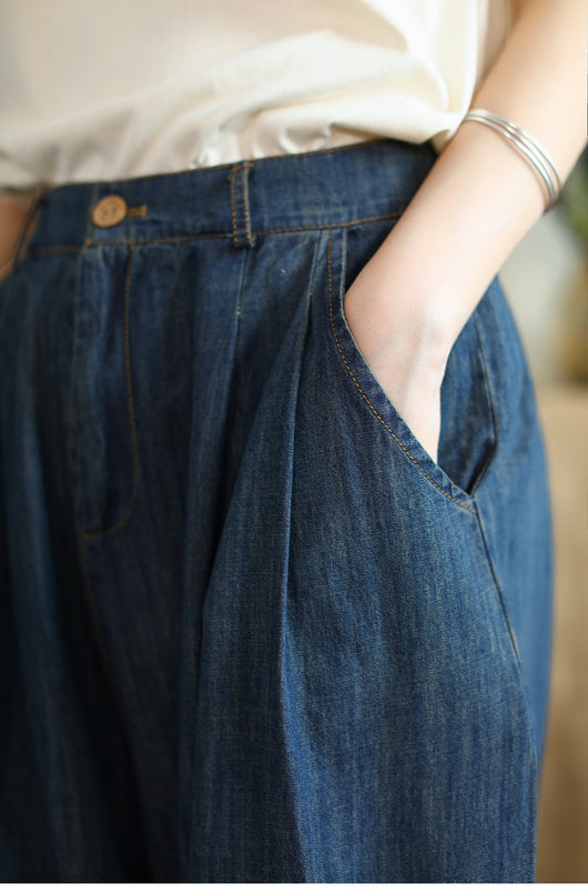Pantalón Cropped Ancho de Tencel y Algodón para Tallas Grandes - Image 26