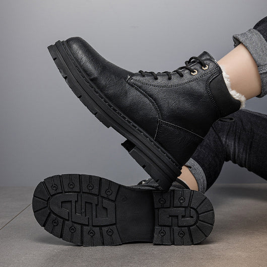 Botas Vaqueras Western para Hombre Invierno Cálidas Suela Gruesa Estilo Retro - Image 11